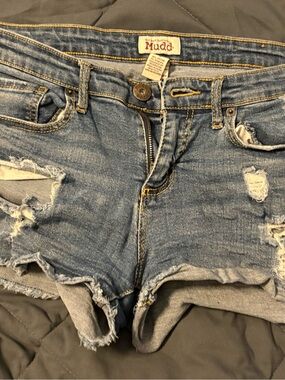 Mudd Light Blue Denim Waistband Shorts